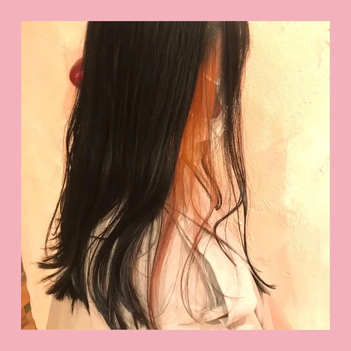 ロング カラー イヤリングカラー オレンジ カット ヘアカラー トリートメント 半個室サロンMimu 🐥kana🐥のヘアスタイル