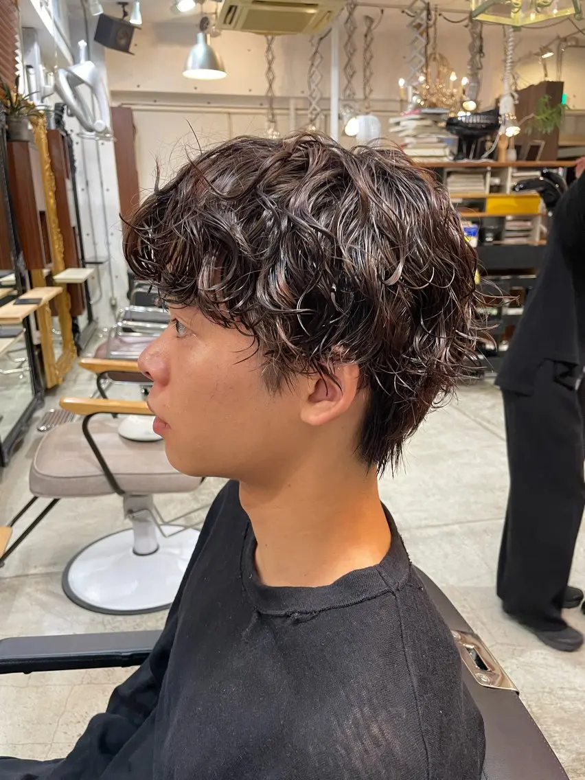 ショート パーマ メンズ パーマ 透明感カラー/パーマ hitomiのヘアスタイル