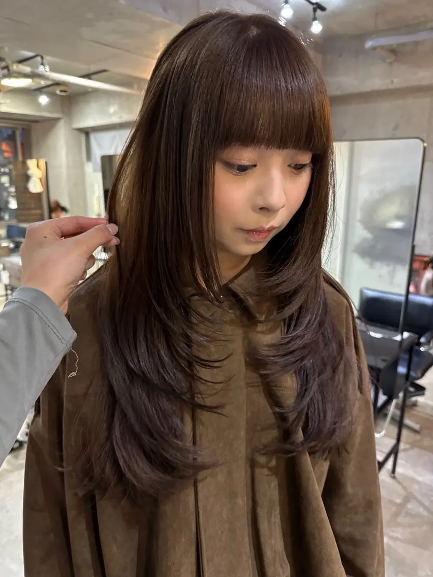 ロング レイヤーカット ロング カット ヘアカラー レイヤーカット\ウル フ　chinatsuのヘアスタイル