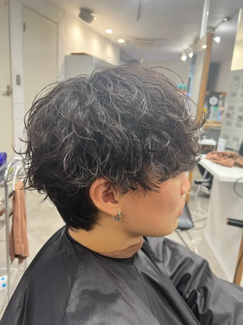 パーマ メンズ センターパート コンマヘア フェードカット カルマパーマ マッシュ 原宿 無料カット fifth イノウエのヘアスタイル