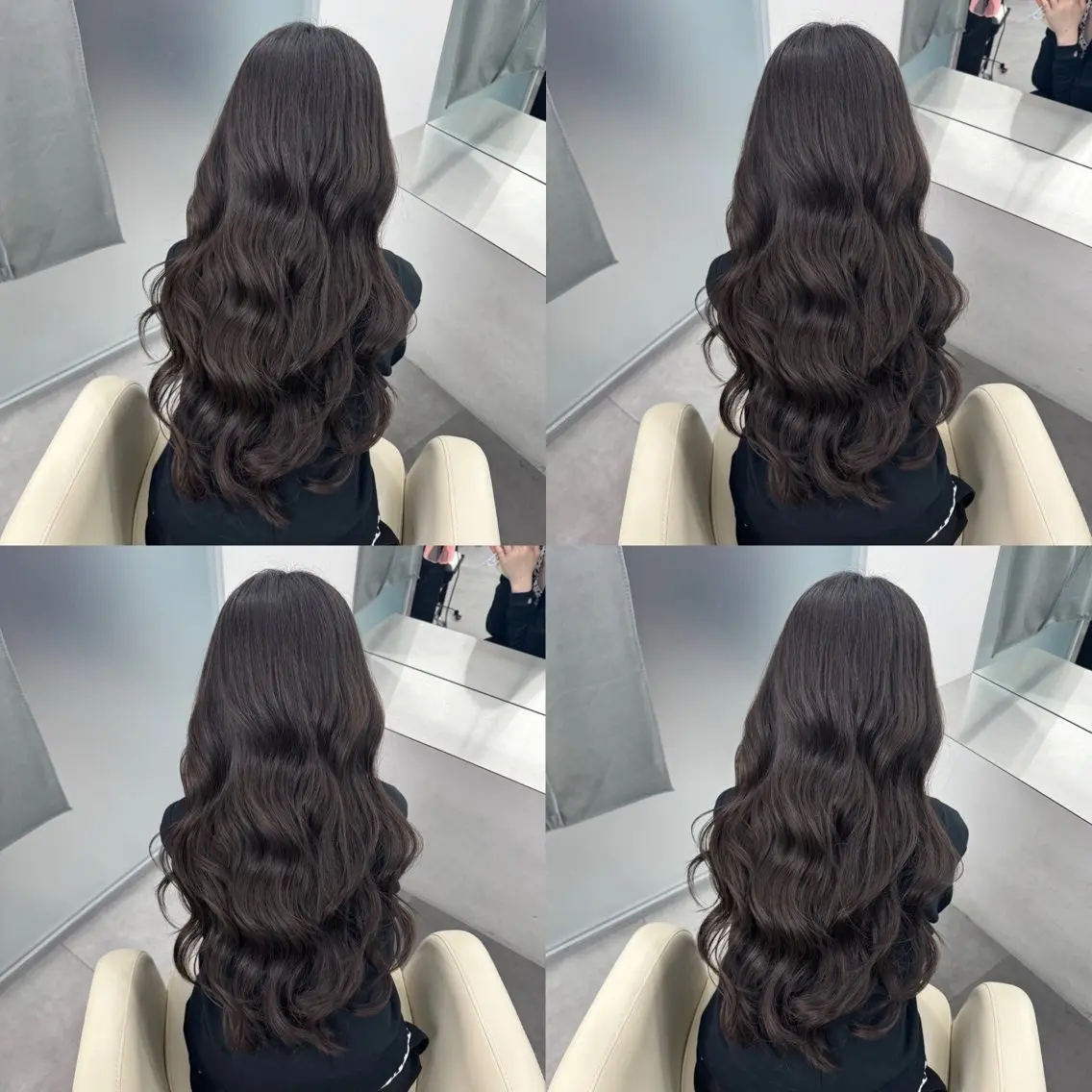 ロング カラー 韓国風ヘア 小顔カット カット ヘアカラー トリートメント 江坂トレンド韓国風 髪質改善shinoのヘアスタイル