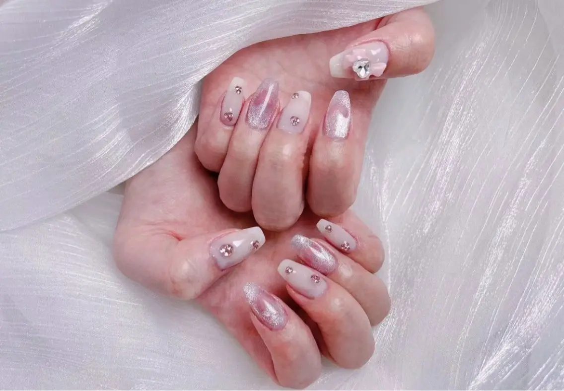 ネイル アートネイル フットネイル ジェルネイル ハート マグネットネイル babarla Nailのネイルデザイン