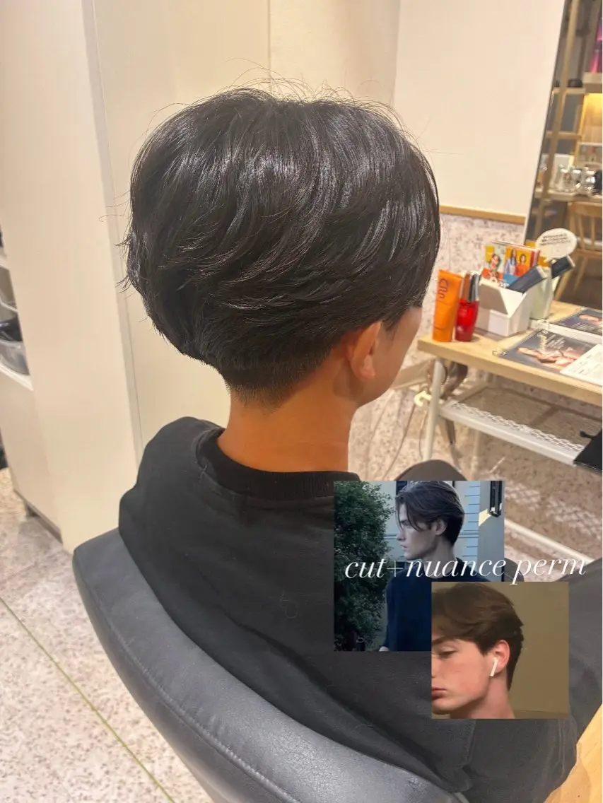 ショート メンズ メンズパーマ レイヤーカット カット パーマ 艶カラー&カット/ ほんだあみ (♡)のヘアスタイル