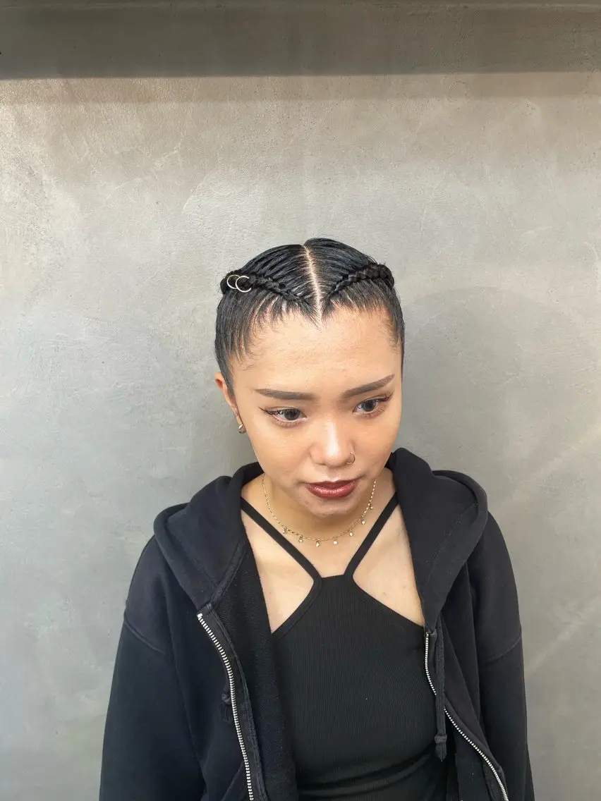 ショート ヘアアレンジ ヘアセット エクステ/コーンロウ KURUMI⛓️🔥のヘアスタイル