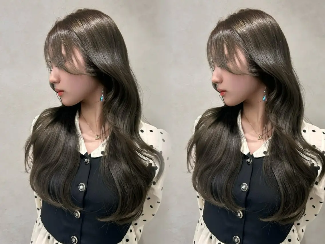 ロング カラー 透明感カラー グレージュ オリーブグレージュ オリーブグレー ヘアカラー トリートメント 村上 大武のヘアスタイル
