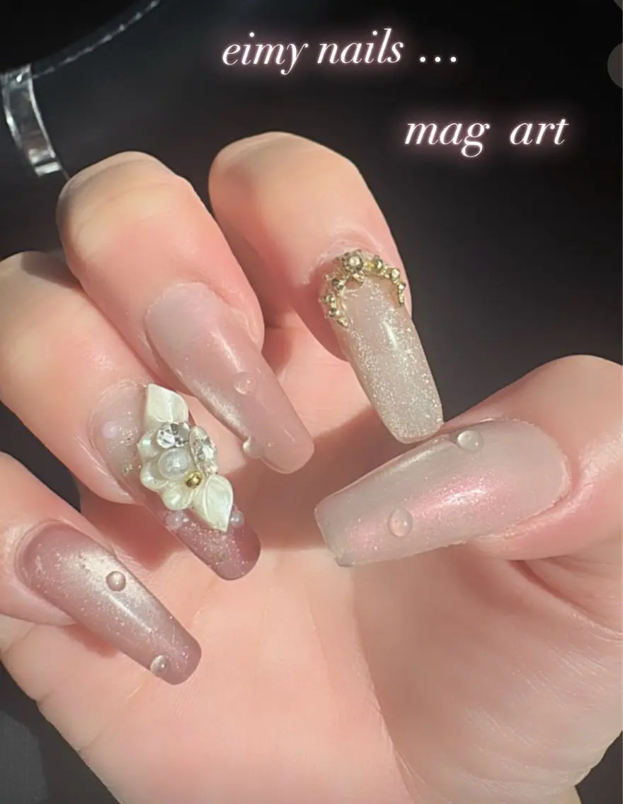 ネイル アートネイル フラワーネイル グラデーション マグネットネイル ピンク ハンドネイル eimy nails♡のネイルデザイン