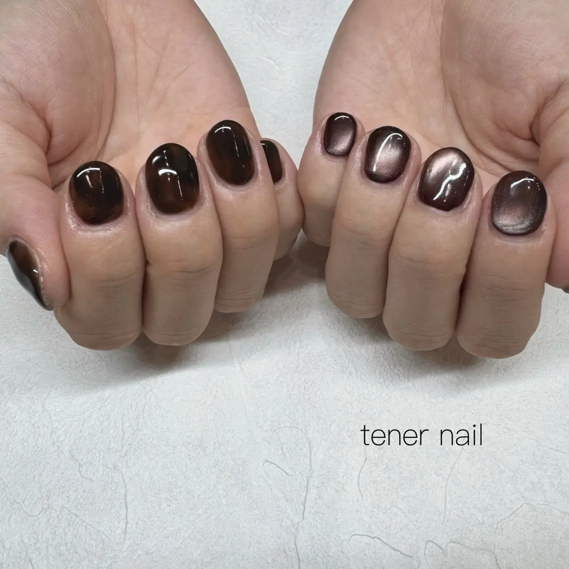 ネイル べっ甲ネイル ブラウン マグネットネイル ハンドネイル テネルネイル tener nailのネイルデザイン