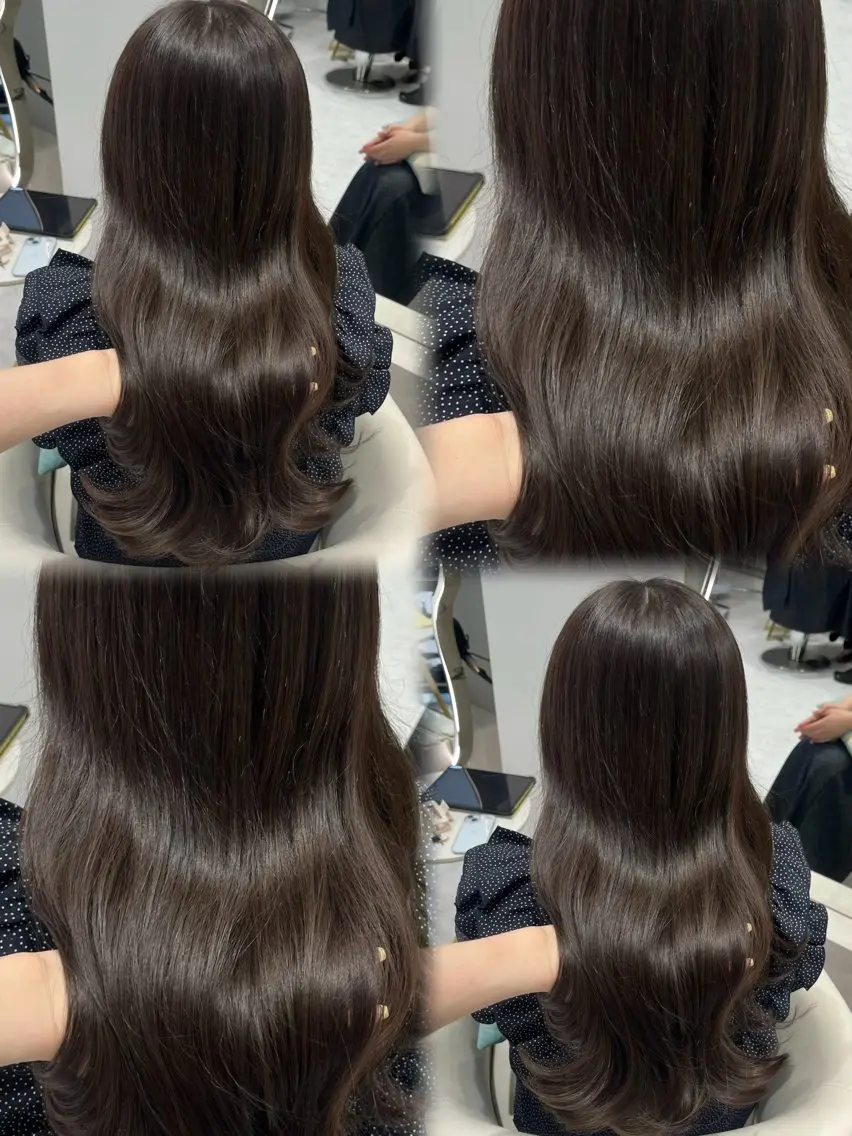 ロング カラー ブリーチ ブラウンカラー 透明感カラー ダークブラウン グレージュ カット ヘアカラー トリートメント Riho♡レイヤー/ 名駅/大人韓国ヘアのヘアスタイル