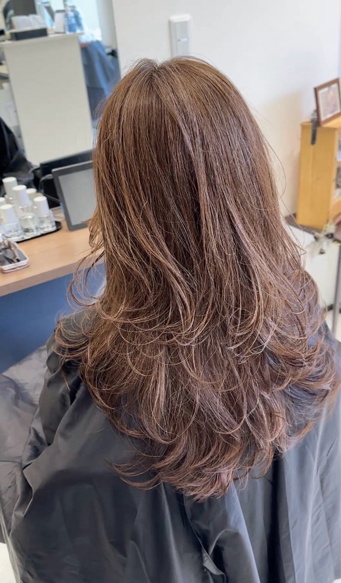 ロング カラー レイヤーカット ヘアカラー レイヤーカット 白髪ぼかし/KURAのヘアスタイル