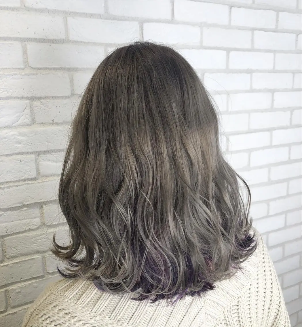 ミディアム カラー パーマ ヘアアレンジ メンズ キッズ ネイル マツエク・マツパ グレージュ 新宿/髪質改善/ 美髪矯正✨浅江通友のヘアスタイル
