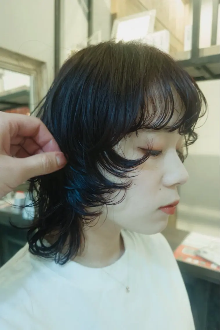 ミディアム カット ヘアカラー ぱる/透明感カラー パーマ/カットのヘアスタイル
