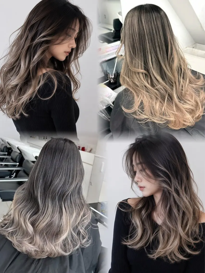 ロング ハイライト レイヤーカット ヘアカラー トリートメント ⚜️バレイヤージュの 小池柚葉⚜️のヘアスタイル