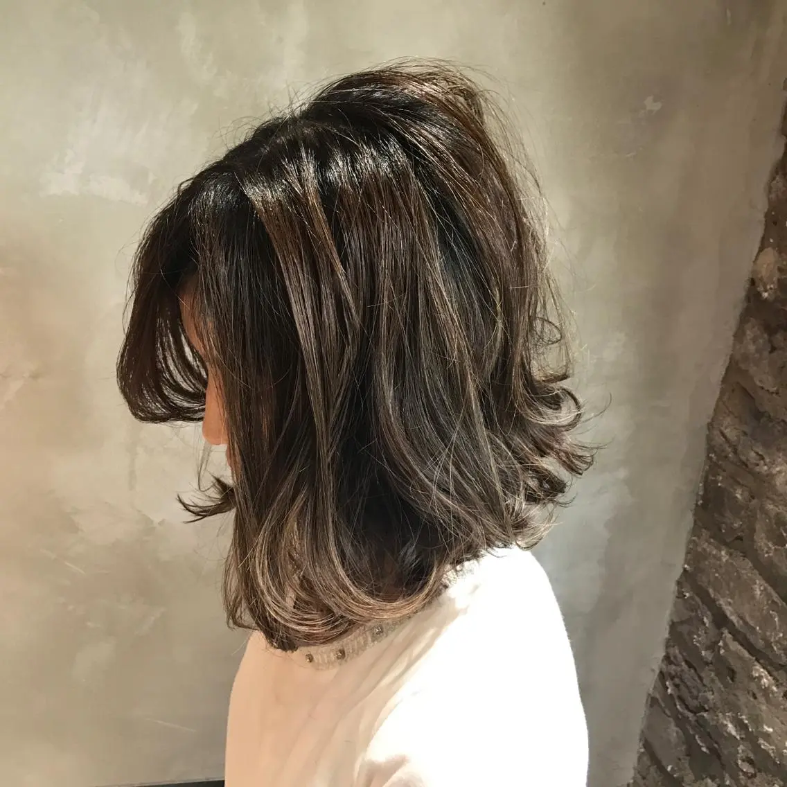 ミディアム カラー パーマ ハイライトカラー ハイライト 髪質改善 Daisukiのヘアスタイル