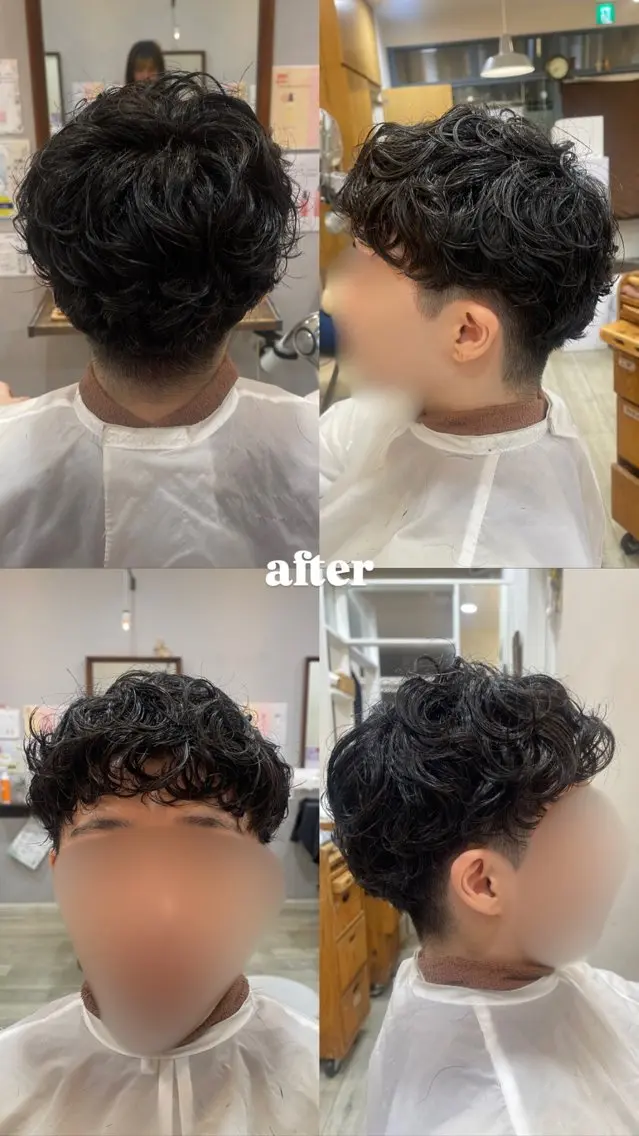ミディアム ヘアアレンジ メンズ ミディアムパーマ メンズパーマ 刈り上げ オオキ カナ♡のヘアスタイル