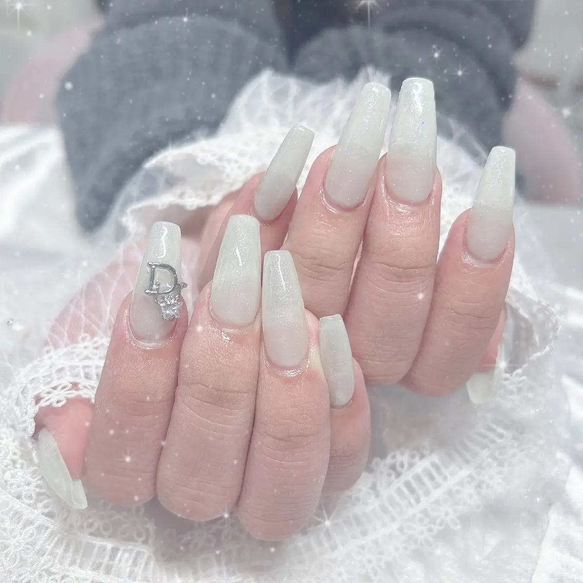ネイル スカルプネイル ホワイト ハンドネイル Best Nail Yu🎀🫧のネイルデザイン