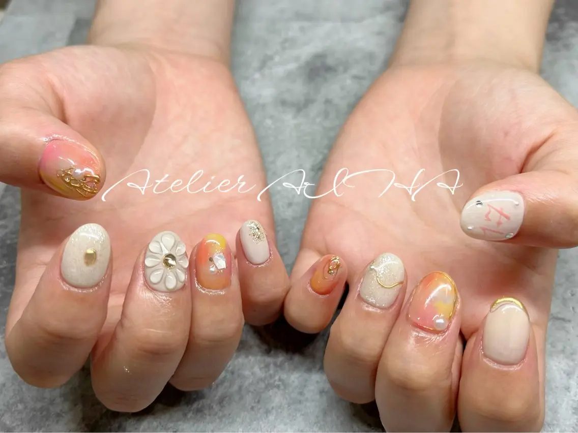 ショート ハンドネイル アトリエAIHA★ フィルイン推奨サロンのネイルデザイン