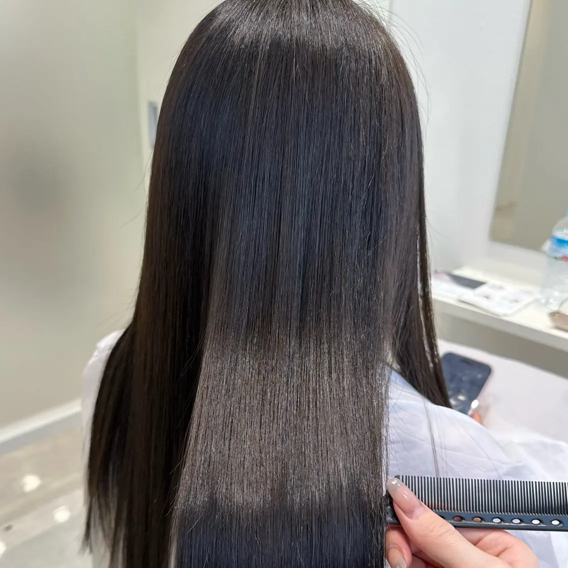 ロング ロングレイヤー パープルカラー くびれヘア 髪質改善 ヨシンモリ 韓国𝐻𝑎𝑖𝑟 🇰🇷🖤ハラのヘアスタイル