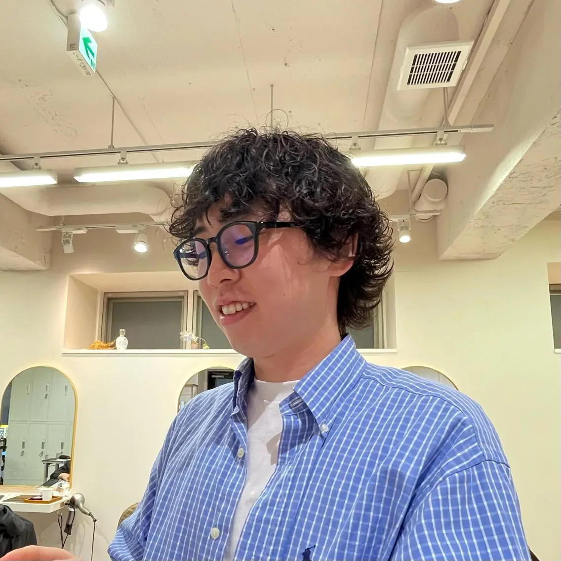 ミディアム パーマ メンズ カット パーマ 松永 梨央のヘアスタイル