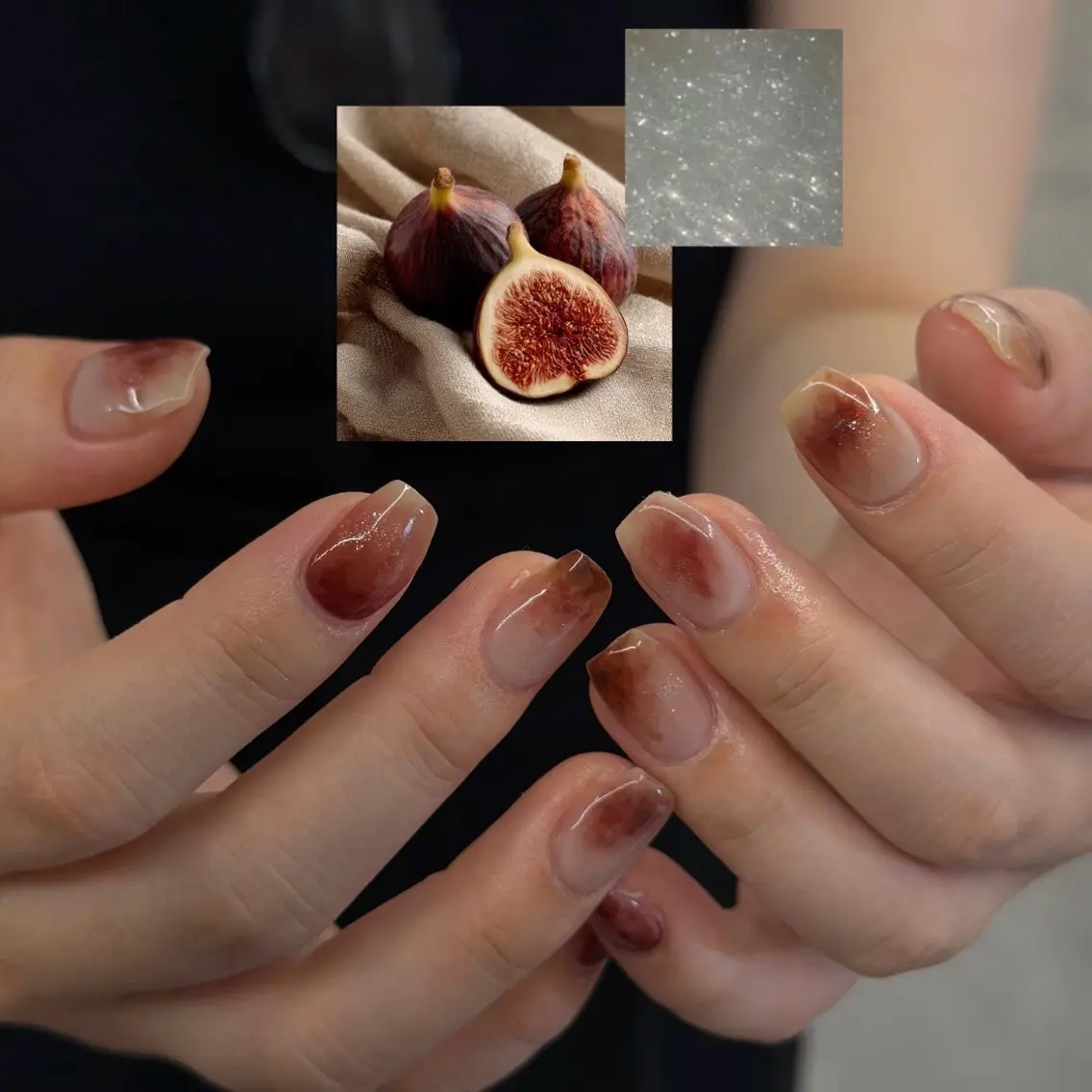 ネイル ボルドー ジェルネイル キラキラネイル マグネットネイル ニュアンスネイル ハンドネイル ハンドケア Bana_ Nailのネイルデザイン