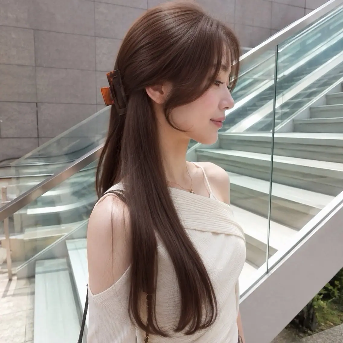 ロング カラー ヘアアレンジ 顔周りカット 髪質改善 レイヤーカット カット トリートメント 梅田｜上品レイヤー RINAのヘアスタイル