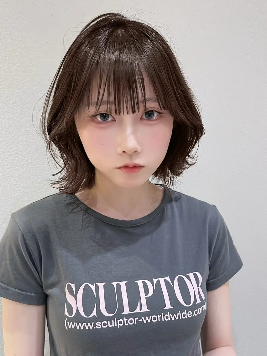ミディアム カラー カット ヘアカラー トリートメント 興津/韓国レイヤー ダブルカラー美髪縮毛のヘアスタイル