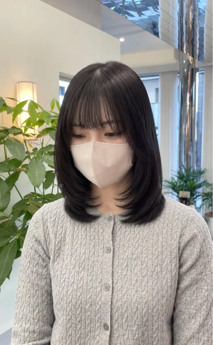 ミディアム 縮毛矯正 カット ヘアカラー 縮毛矯正 トリートメント 髪質改善/縮毛矯正 クリヤマ　ヒシギのヘアスタイル