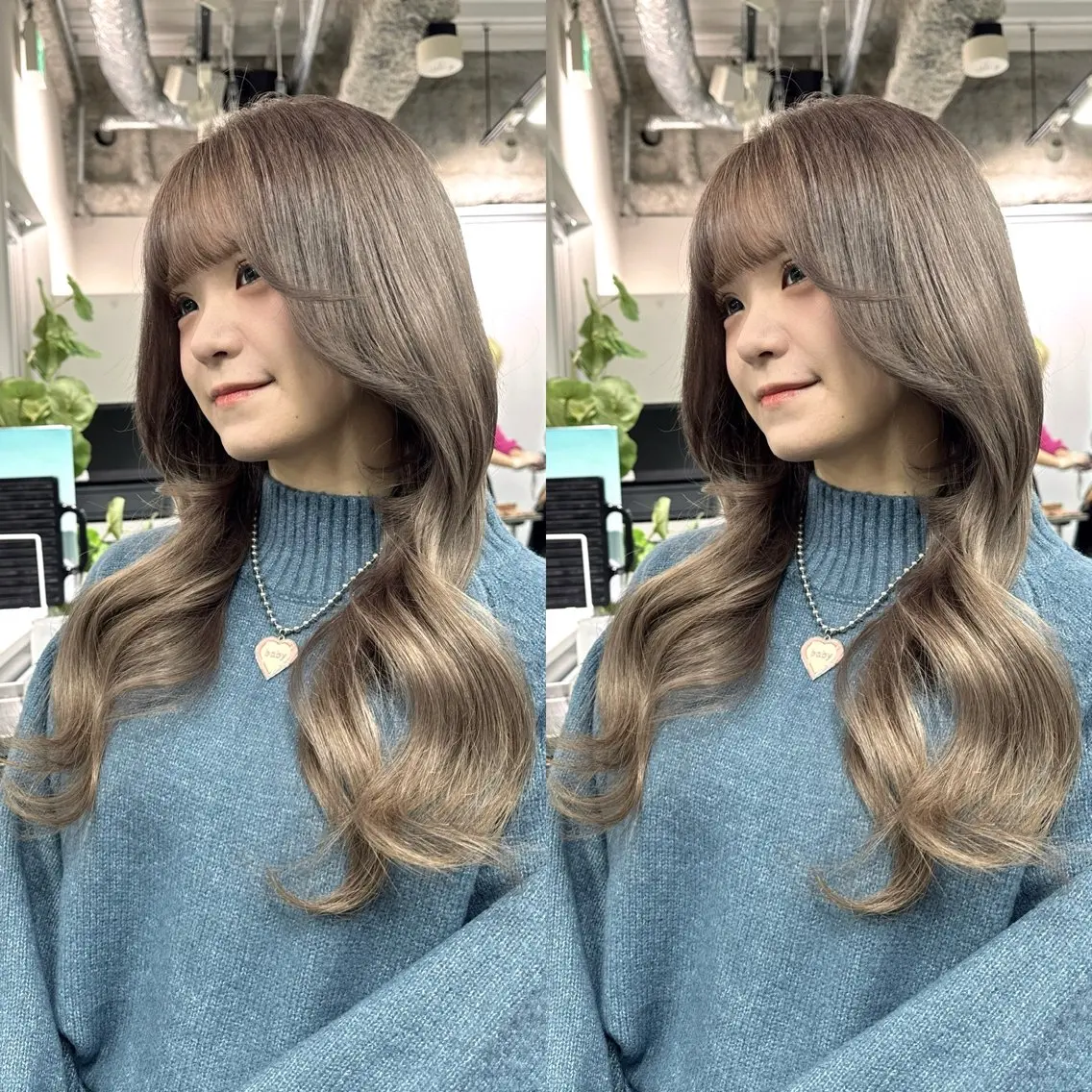 ロング ヘアカラー エクステ バレイヤージュ ボブ🌈ナツヤのヘアスタイル