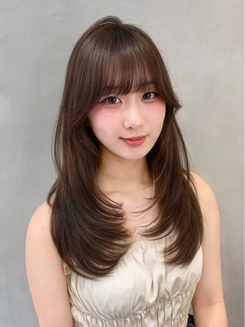 ロング カラー パーマ ヘアアレンジ カット ヘアカラー トリートメント ダブルカラー/ベー ジュ/レイヤー/ハルのヘアスタイル