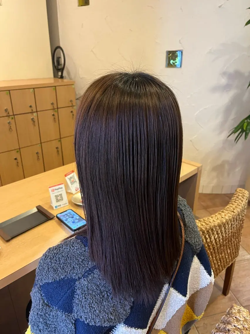 セミロング 伸ばしかけ 縮毛矯正 カット 縮毛矯正 西田 早輝子🍊のヘアスタイル