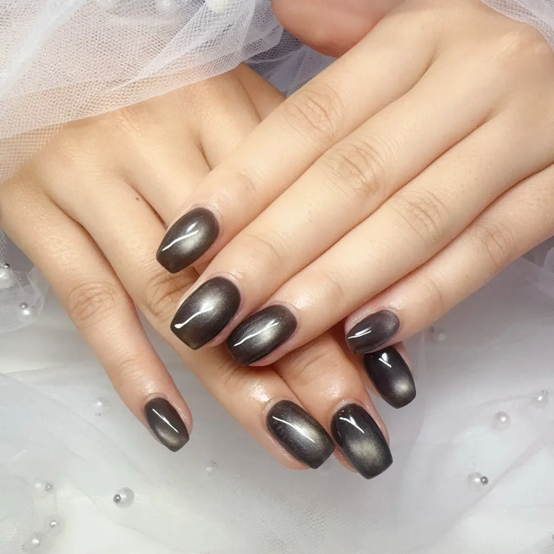 ネイル チークネイル 桜ネイル ジェルネイル キラキラネイル マグネットネイル ハンドネイル YUYI.nail salonのネイルデザイン
