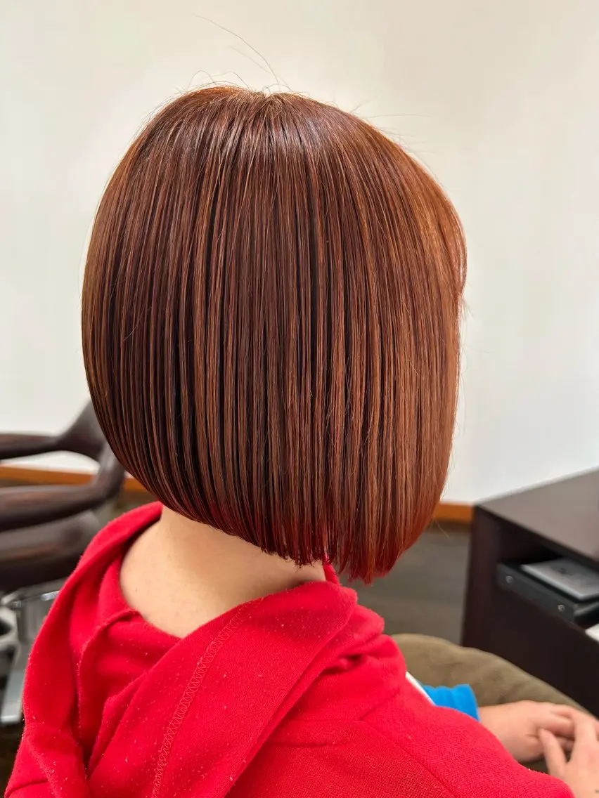 カラー オレンジ ボブ 坂本 瑞季 🤍 髪質改善のヘアスタイル