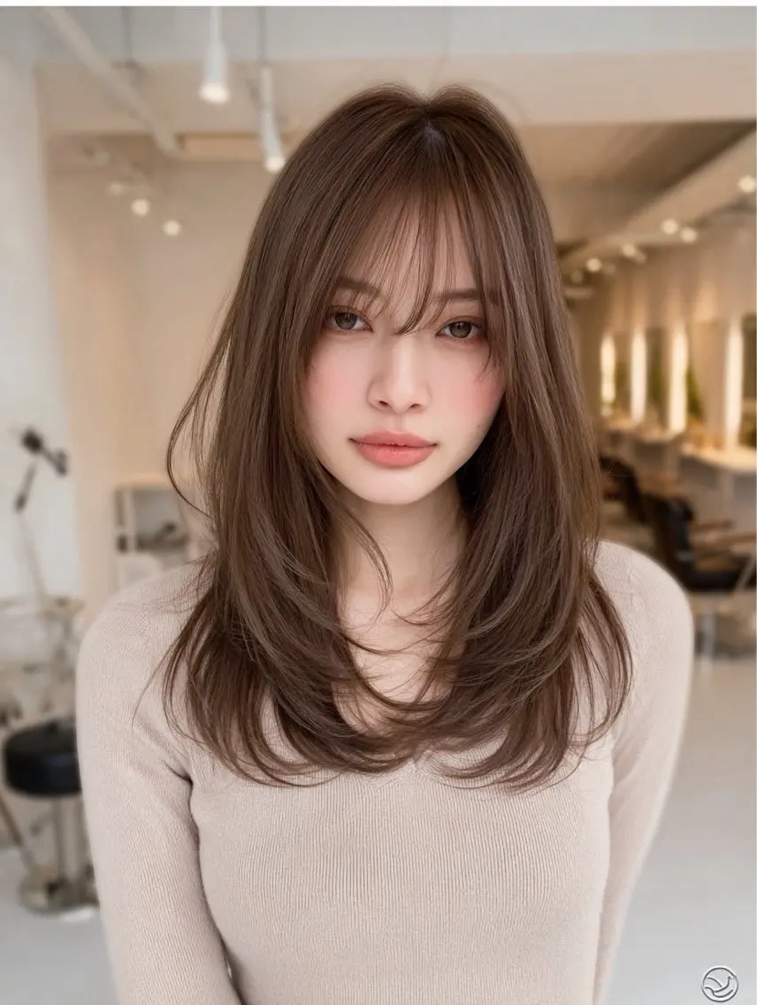 ロング 縮毛矯正 絶対綺麗な暖色カラー 🎯あります✨増渕✨のヘアスタイル