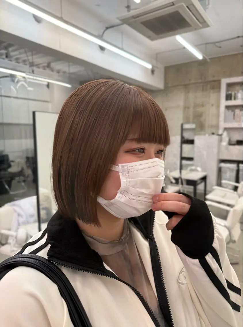 ミディアム カット 縮毛矯正 トリートメント 髪質改善×ブリーチ なしカラー/桃愛のヘアスタイル