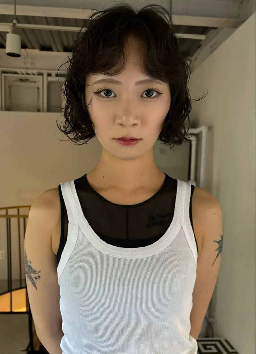 ミディアム ミディアムパーマ ボブ カット パーマ トリートメント 田中 隼斗のヘアスタイル