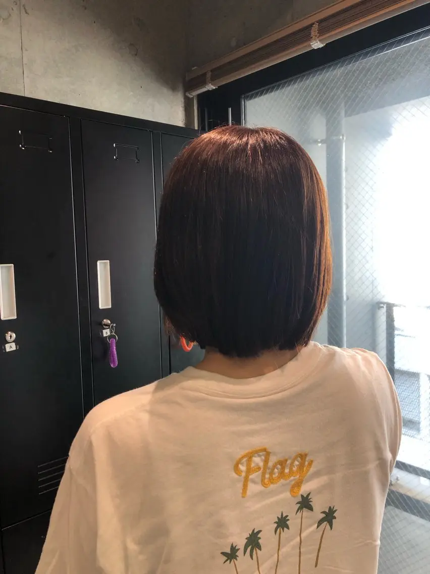 ミディアム ボブ 🎀縮毛矯正.暗髪 .艶髪🩶ちひろのヘアスタイル