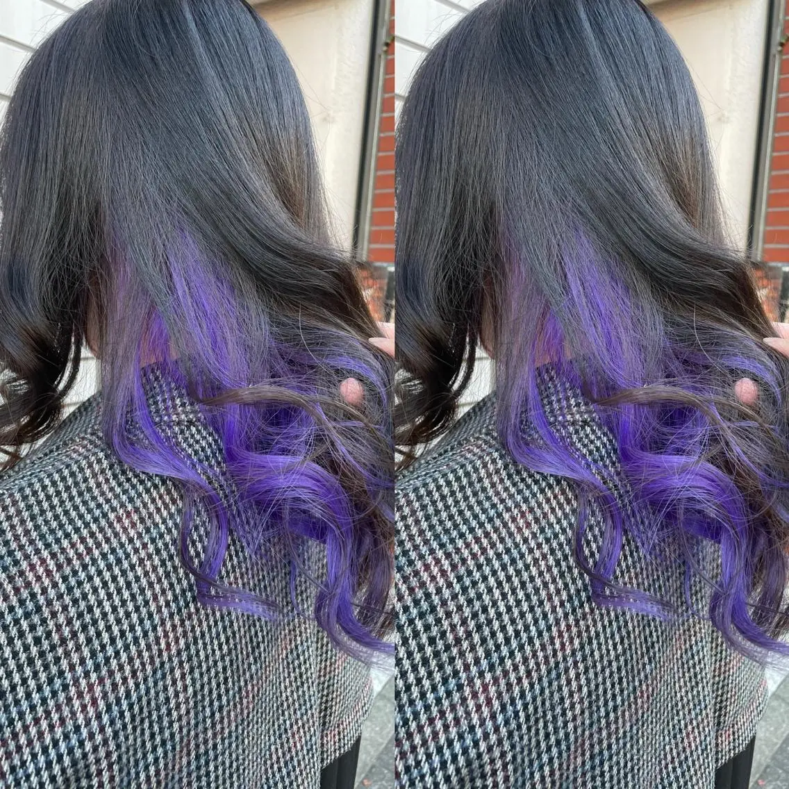 ミディアム カラー インナーカラー パープルカラー 👑派手髪/カット 👑ANRYのヘアスタイル