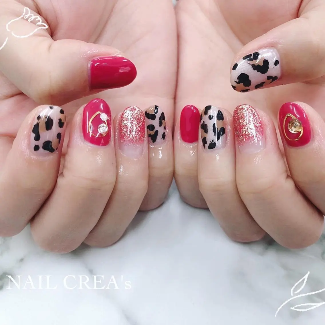 ネイル アニマル柄 持ち込み 冬ネイル ハンドネイル フットネイル NAIL CREAs ネイルクレアズのネイルデザイン