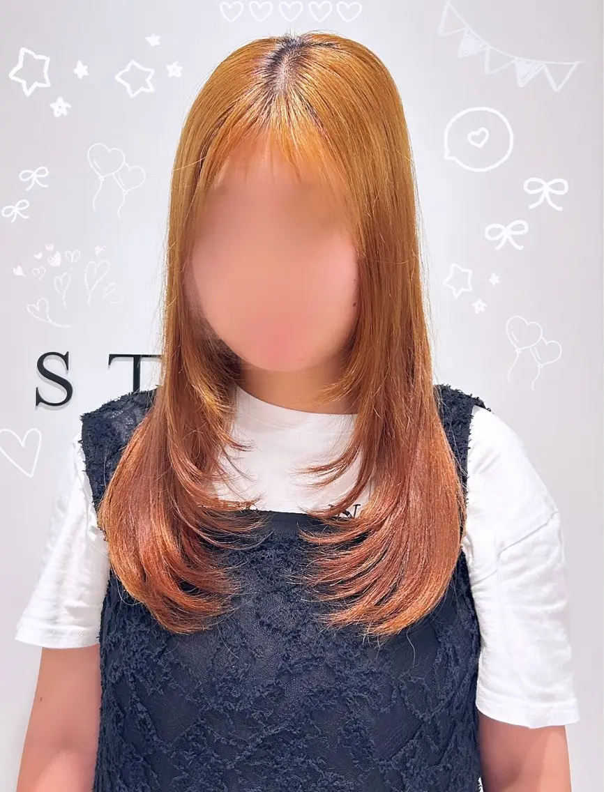 ロング 顔まわりレイヤー 顔周りカット レイヤーカット ヘアセット/ミニボブ /レイヤー 山田寛菜のヘアスタイル