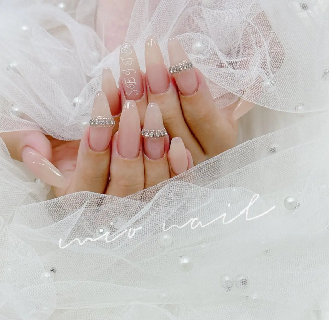 ネイル アートネイル ブルー ジェルネイル レース マグネットネイル ハンドネイル 💓mi.o Nail上野店のネイルデザイン