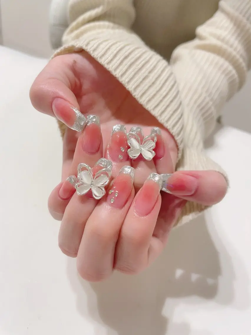ネイル チークネイル フレンチネイル ガラスフレンチ ハンドネイル * haruのネイルデザイン
