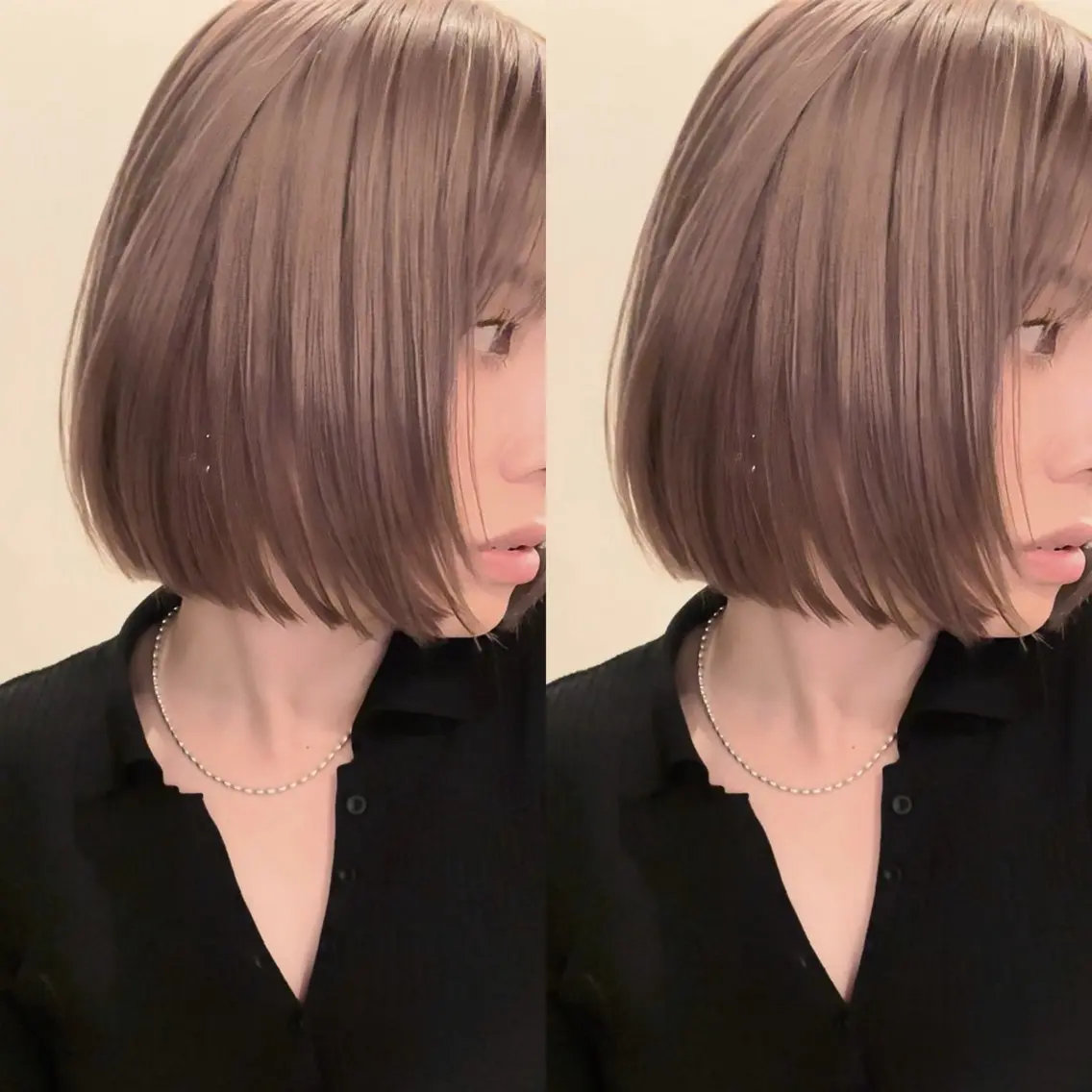 ショート カラー 切りっぱなしボブ ベージュカラー ピンクカラー ピンクベージュ ボブ 透明感/縮毛/ボブ CHIHIROのヘアスタイル