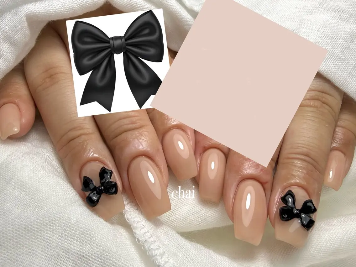 ネイル ワンカラーネイル リボン シンプルネイル ハンドネイル chai nail +  eye📍鶴橋のネイルデザイン