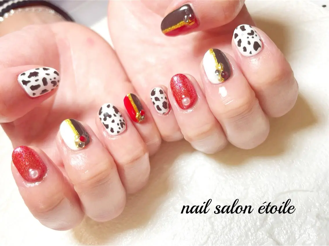 ネイル アニマル柄 アートネイル ジェルネイル ハンドネイル nail salon étoileのネイルデザイン