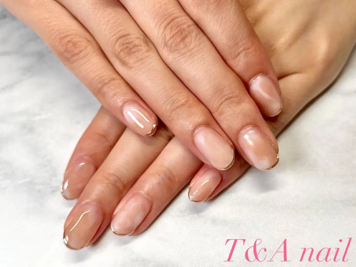 ミディアム ネイル ジェルネイル 大理石ネイル(マーブル) ニュアンスネイル スカルプネイル シンプルネイル T&A nailのネイルデザイン