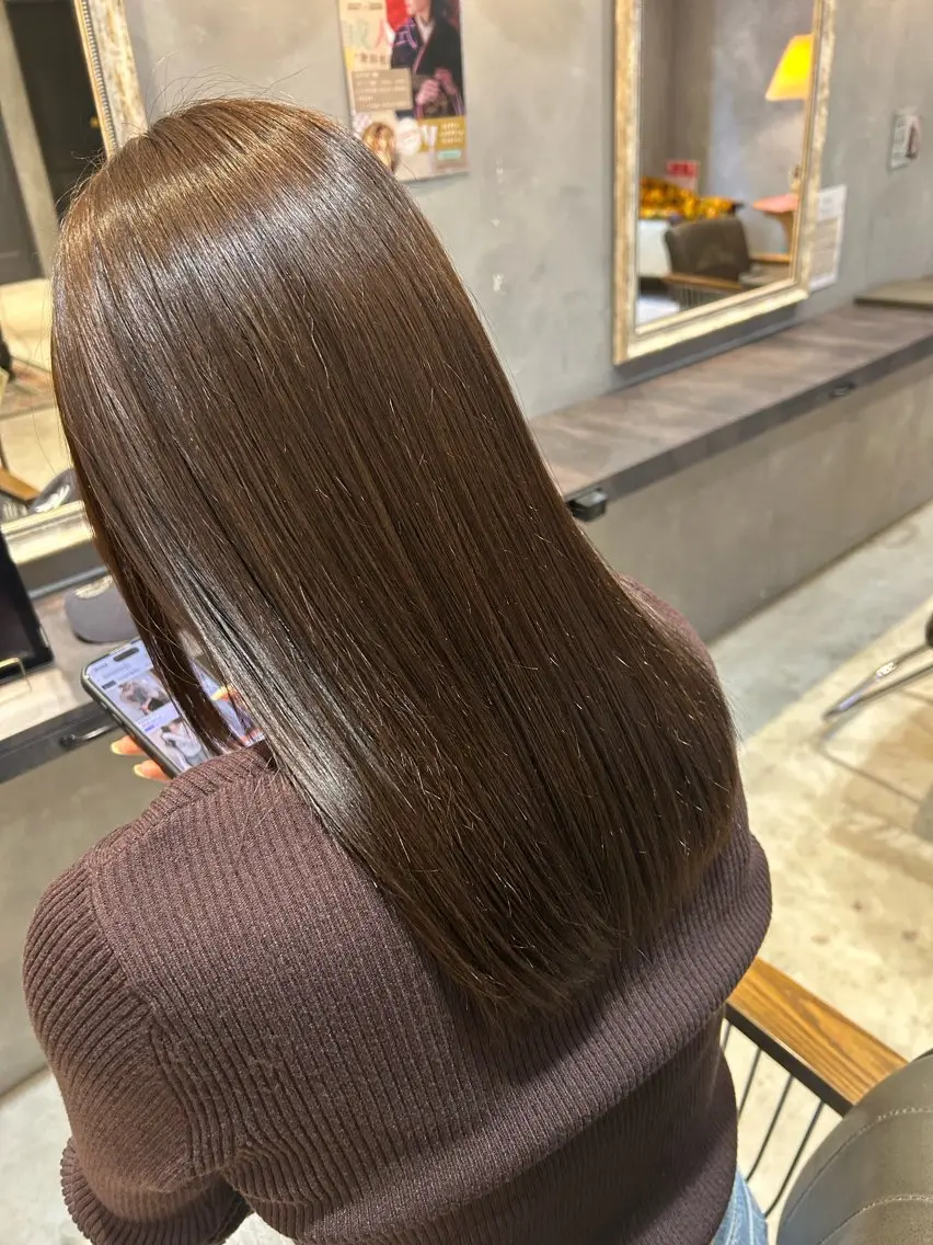 🌟モデル様限定🌟ブリーチなしワンカラー+シルクトリートメント♬.*゚の写真