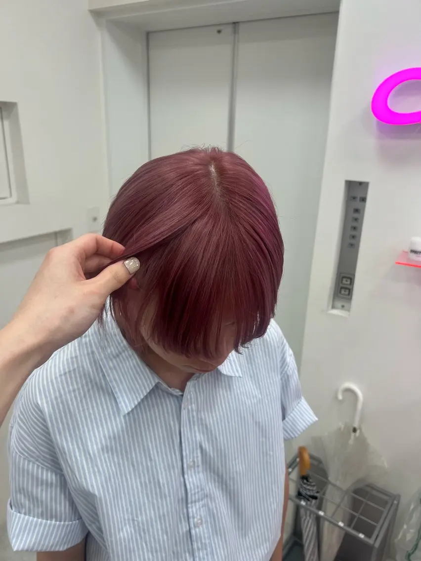 ショート カラー 💖似合わせカラー レイヤー💖縮毛矯正のヘアスタイル