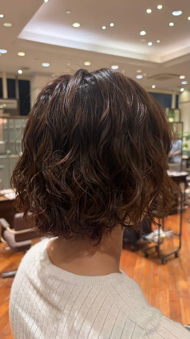 パーマ ボブ パーマ 上野 七奈穂のヘアスタイル
