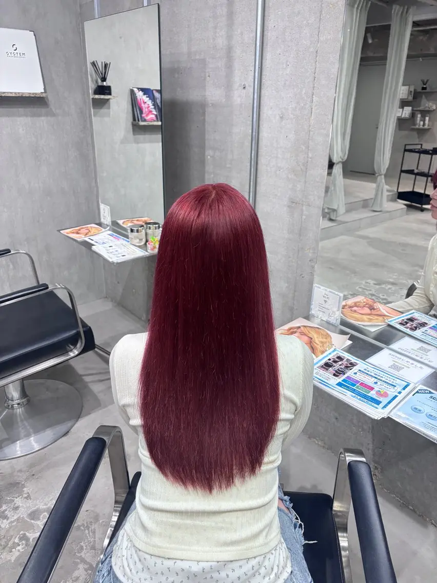 ロング カラー カシス レッドカラー ヘアカラー LUCK船橋 /Rikoのヘアスタイル