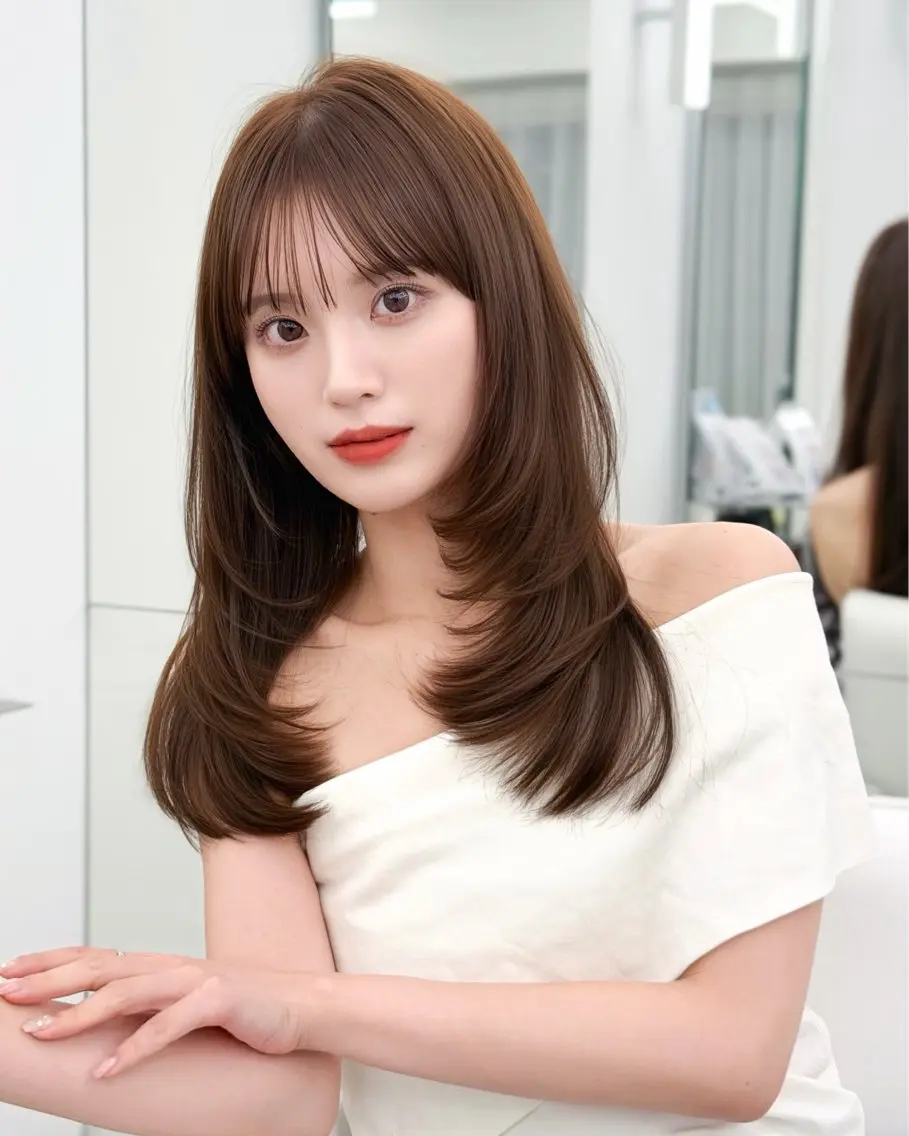 ロング カラー カット ヘアカラー トリートメント 韓国ヘア　紗希 🦋のヘアスタイル