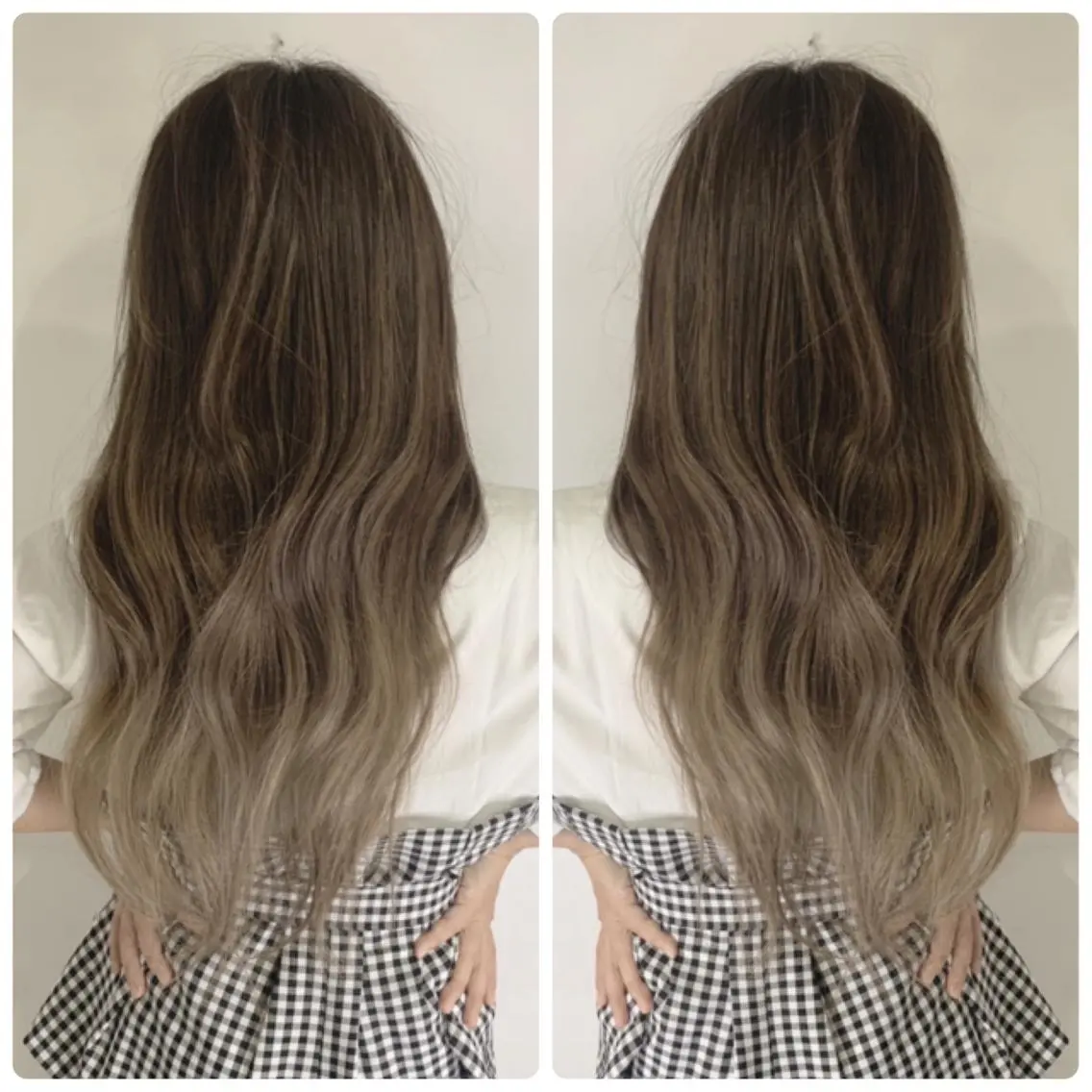 ロング カラー アッシュ バレイヤージュ ブリーチ デザインカラー グレージュ カット ヘアカラー 京都大人女性ショート 徒歩1分/秋山のヘアスタイル
